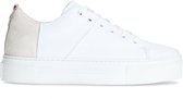 Manfield - Dames - Witte leren platform sneakers - Maat 39