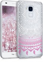 kwmobile telefoonhoesje voor Honor 5C - Hoesje voor smartphone in poederroze / wit / transparant - Indian Sun design