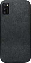 ADEL Siliconen Back Cover Softcase Hoesje Geschikt voor Samsung Galaxy A41 - Stoffen Textiel Zwart