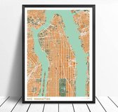 Classic Map Poster NYC Manhattan - 10x15cm Canvas - Multi-color