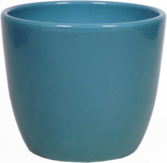 Pot de fleur en céramique bleu océan brillant pour plante d'intérieur H27 x  P32 cm -... | bol