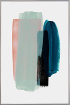 JUNIQE - Poster met kunststof lijst Roze en teal - abstract -60x90