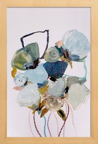 JUNIQE - Poster met houten lijst Bloom 0831 -13x18 /Blauw & Grijs