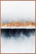 JUNIQE - Poster met kunststof lijst Horizon -60x90 /Blauw & Wit