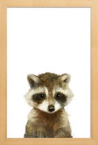 JUNIQE - Poster in houten lijst Wasbeertje illustratie -60x90 /Bruin &