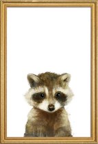JUNIQE - Poster met houten lijst Wasbeertje illustratie -20x30 /Bruin