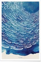 JUNIQE - Poster Fish Shoal -30x45 /Blauw & Wit