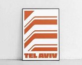 Tel Aviv City On Canvas Poster Ochre - 20x25cm Canvas - Multi-color