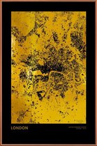 JUNIQE - Poster met kunststof lijst London gouden -30x45 /Goud & Zwart