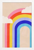 JUNIQE - Poster met houten lijst Regenboog en wolken -13x18 /Kleurrijk