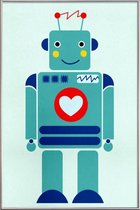 JUNIQE - Poster met kunststof lijst Robot with a Heart -60x90