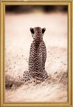 JUNIQE - Poster met houten lijst Still Leopard -30x45 /Bruin