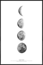 JUNIQE - Poster met kunststof lijst Fasen van de maan -13x18 /Wit &