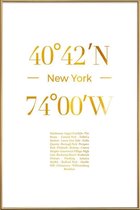 JUNIQE - Poster met kunststof lijst New York gouden -20x30 /Goud & Wit