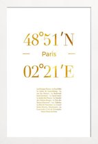 JUNIQE - Poster met houten lijst Paris gouden -30x45 /Goud & Wit