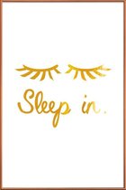 JUNIQE - Poster met kunststof lijst Sleep In gouden -13x18 /Goud & Wit
