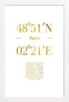 JUNIQE - Poster met houten lijst Paris gouden -40x60 /Goud & Wit