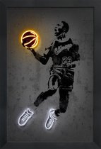 JUNIQE - Poster in houten lijst Michael Jordan 23 -20x30 /Geel & Zwart