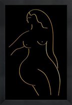 JUNIQE - Poster met houten lijst Form II gouden -30x45 /Goud & Zwart