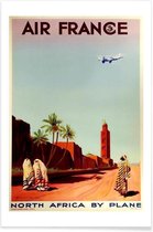 JUNIQE - Poster Vintage Afrika Air France -30x45 /Blauw & Bruin
