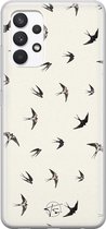 Samsung Galaxy A32 4G siliconen hoesje - Vogels / Birds - Soft Case Telefoonhoesje - Beige - Print