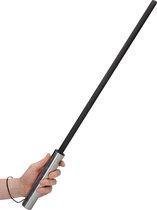 Cane With Stainless Steel Handle - Premium Leather - Black