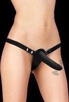 Double Vibrating Silicone Strap-On - Adjustable - Black