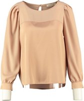 Amelie & amelie beige blouse materiaalmix - Maat XL