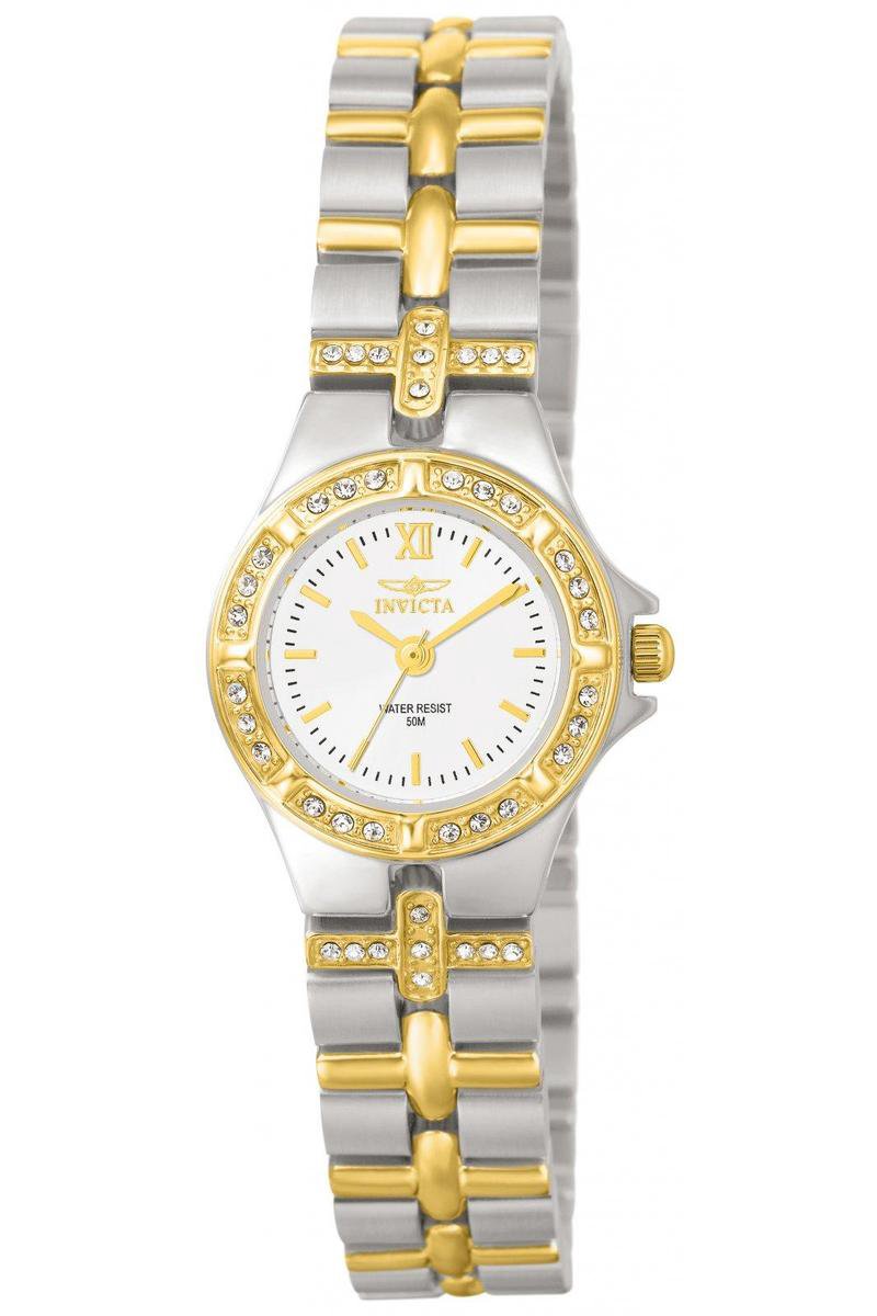 Invicta Wildflower 0133 Dames Horloge - Waterdicht - Analoog - Quartz Uurwerk - Roestvrij Staal met witte Wijzerplaat - 22mm