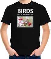 Dieren foto t-shirt Pestvogel - zwart - kinderen - birds of the world - cadeau shirt vogel liefhebber L (146-152)