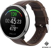 Leer Smartwatch bandje - Geschikt voor  Polar Unite leren bandje - donkerbruin - Strap-it Horlogeband / Polsband / Armband