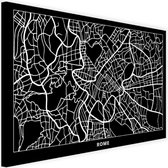 Schilderij Map van Rome, 2 maten, zwart-wit, Premium print