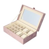 4goodz Velours Sieraden en Horloge Bewaardoos 25x16x7 cm - Lila
