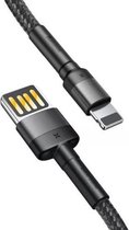 Baseus lightning naar USB A kabel- 2 meter  Grijs, Zwart CALKLF-HG1