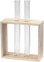 Rek voor reageerbuizen, b: 10,5 cm, h: 10+15 cm, triplex, 1stuk, diepte 4 cm