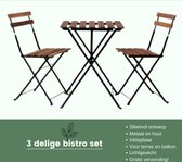 Bistroset 2 persoons - Bistroset - Balkonset - Tuinset - Bistro set - Inklapbaar - 3 delig Hout en metaal