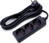 Verlengsnoer - Igan Hambu - 3680W - 3 Stopcontacten - 3 Meter - Zwart | Nederland