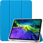 Voor iPad Pro 11 inch (2020) Drie-vouw Horizontaal Flip PU-leer + Doorzichtige TPU-achterkant van de behuizing met slaap- / wekfunctie en houder en pennengleuf (hemelsblauw)