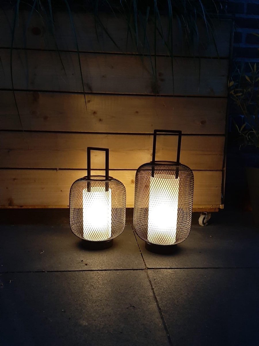 FlinQ LED Lantaarn Set van 2 - Binnen en Buiten - Draadloze Buitenlamp - Windlicht