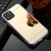 Voor iphone 11 tpu + acryl luxe plating spiegel telefoon geval dekking (goud)