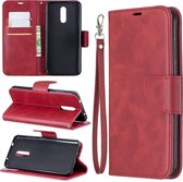 Retro lamsvacht textuur pure kleur horizontale flip pu lederen tas met houder & kaartsleuven & portemonnee & lanyard voor Nokia 3.2 (rood)