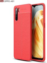 Voor OPPO A91 metalen ringhouder 360 graden roterende TPU-behuizing (rood)