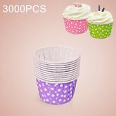 3000 STKS Dot patroon ronde laminering Cake Cup vormpjes Chocolade Cupcake Liner bakken Cup, grootte: 6,8 x 5 x 3,9 cm (paars)