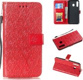 Geperst Printing Rattan Flower Pattern Horizontal Flip PU Leather Case for Galaxy M30, with Holder & Card Slots & Wallet & Photo Frame (Red)