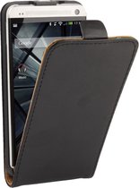 Verticale flip lederen tas voor HTC One / M7 (zwart)