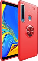 lenuo schokbestendige TPU-hoes voor Samsung Galaxy A9 (2018), met onzichtbare houder (rood)
