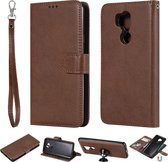 Voor LG G7 ThinQ Effen kleur Horizontale Flip Beschermhoes met houder & kaartsleuven & portemonnee & fotolijst & lanyard (bruin)