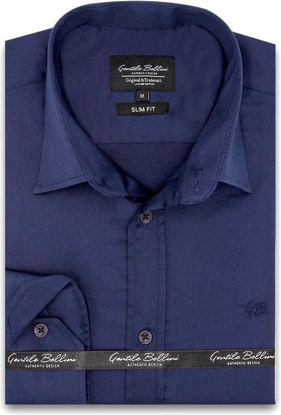 Overhemd - Slim Fit - Luxury Plain - Navy - Maat XXL | bol.com