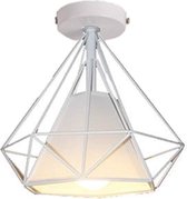 WiseGoods Industriele Hanglamp - Ijzeren Minimalistische Kroonluchter - Moderne Plafondlamp - Decoratie - Wit - 20x20cm