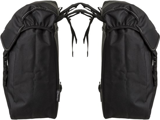Fastrider Unibag Dubbele Fietstas - Voorzien van uitsparing voor snelbinders en LED verlichting - Waterafstotend - Reflectiestrepen - 28 liter - Zwart van FastRider — afbeelding 3